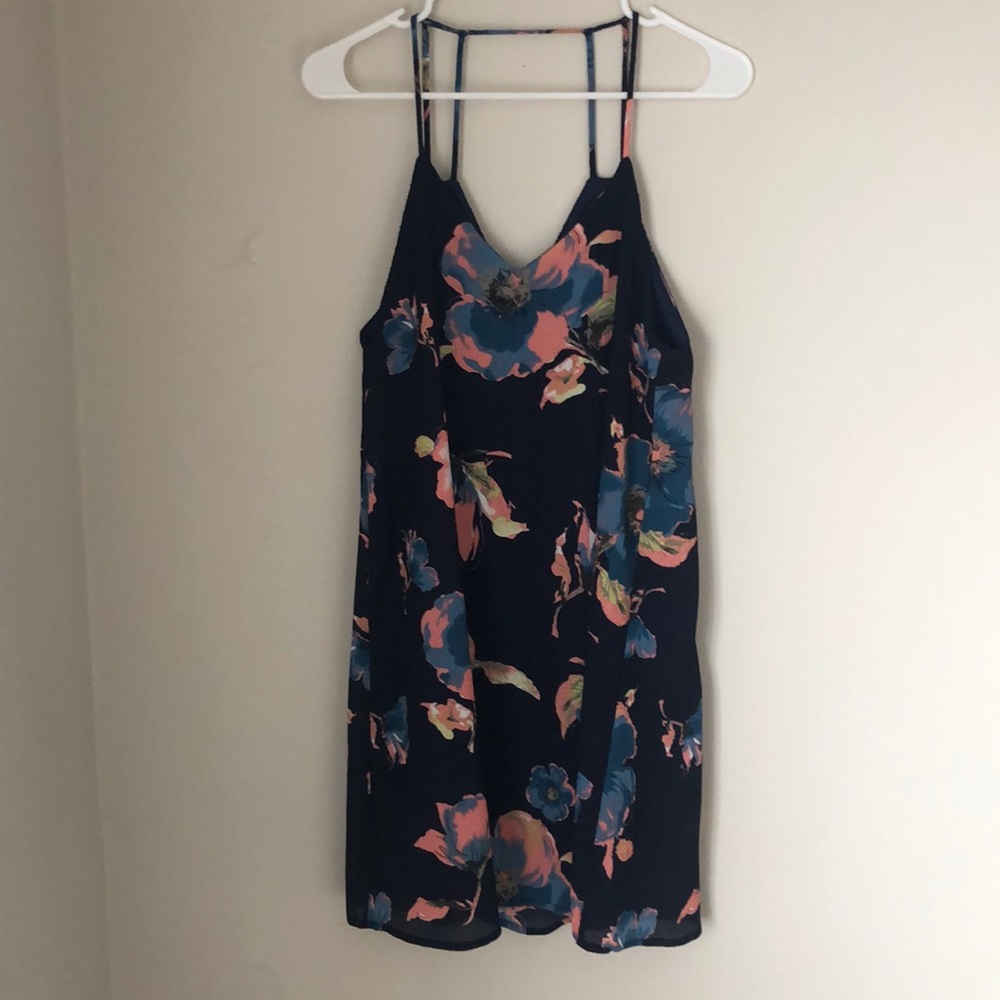 Navy floral mini dress